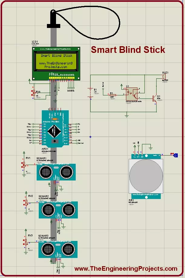 Smart Stick Using Arduino Uno  Full Project with Source Code